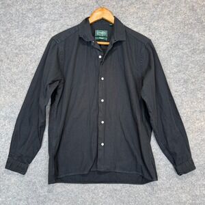 Gitman Bros Vintage Loop Collar Oxford Button Shirt Mens Medium Black Made USA